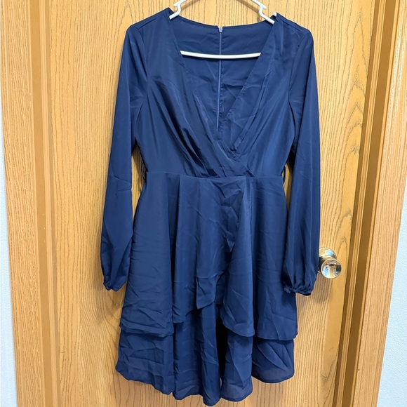 Macy's Dresses & Skirts - Macy's Blue Long Sleeve Ruffled Dress
